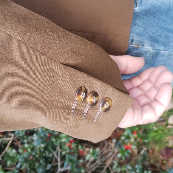 Brown Silk Double Breasted Sportsjacket 42R - Picture 4 of 6